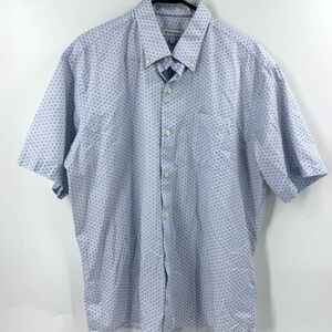 Peter Millar 100% Cotton ShortSleeve Button Down Shirt Blue & Pink Size XL‎